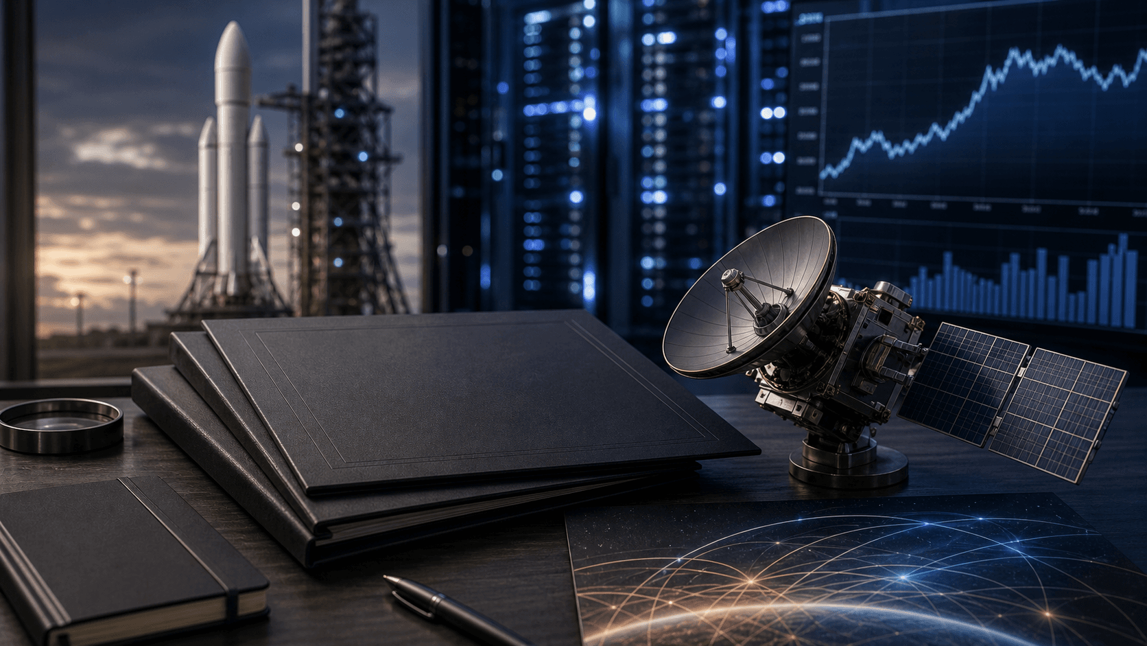 Unbranded rocket and satellite finance still life for space-industry IPO and satellite infrastructure news