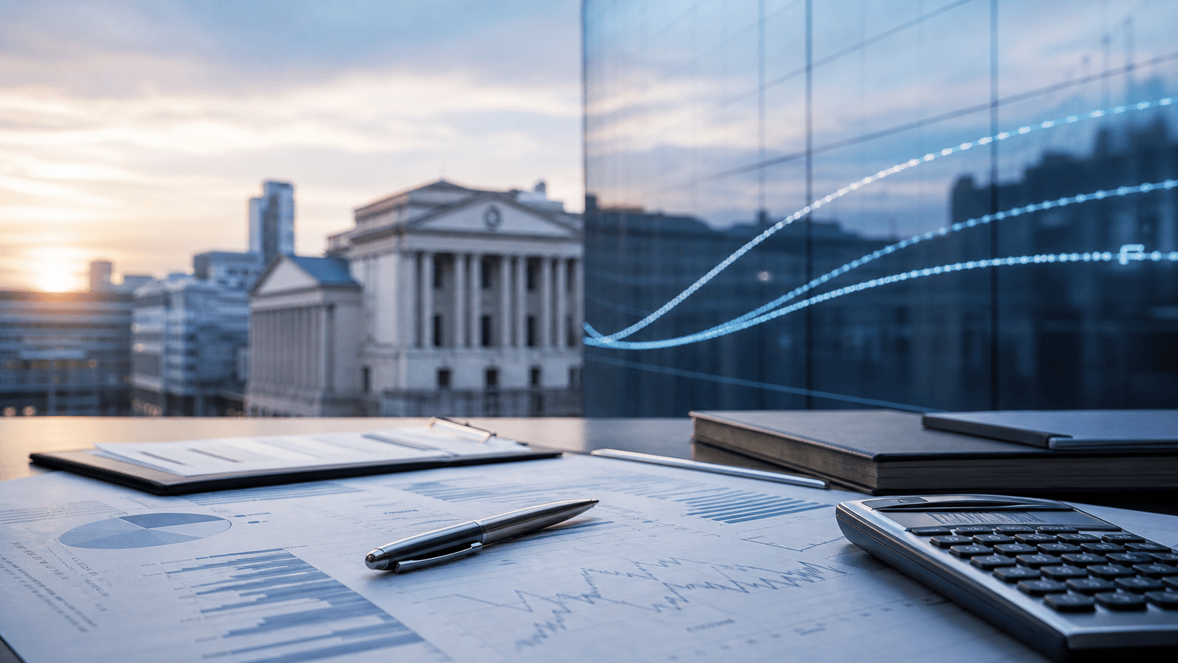 Institutional financial setting representing central banks, interest rates and bond markets