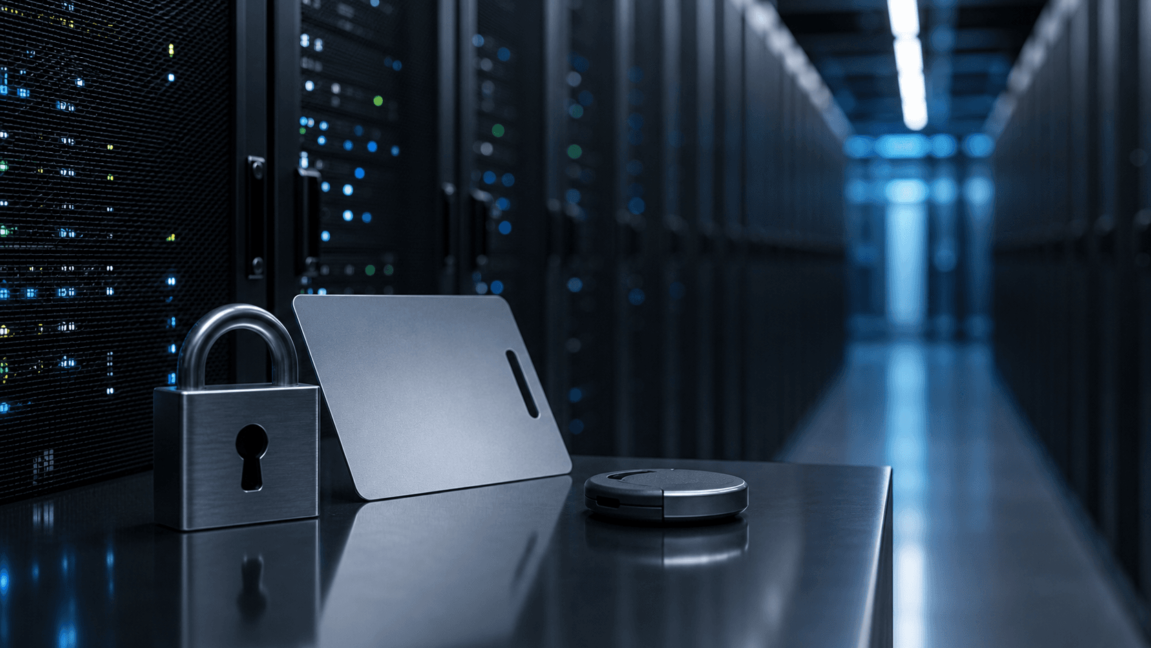 Secure server room and access hardware representing cybersecurity and data breach news
