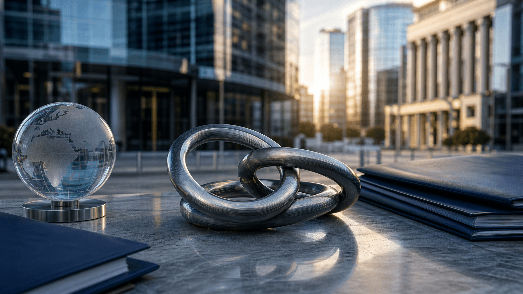 Modern European financial district and neutral policy objects for eurozone macro news