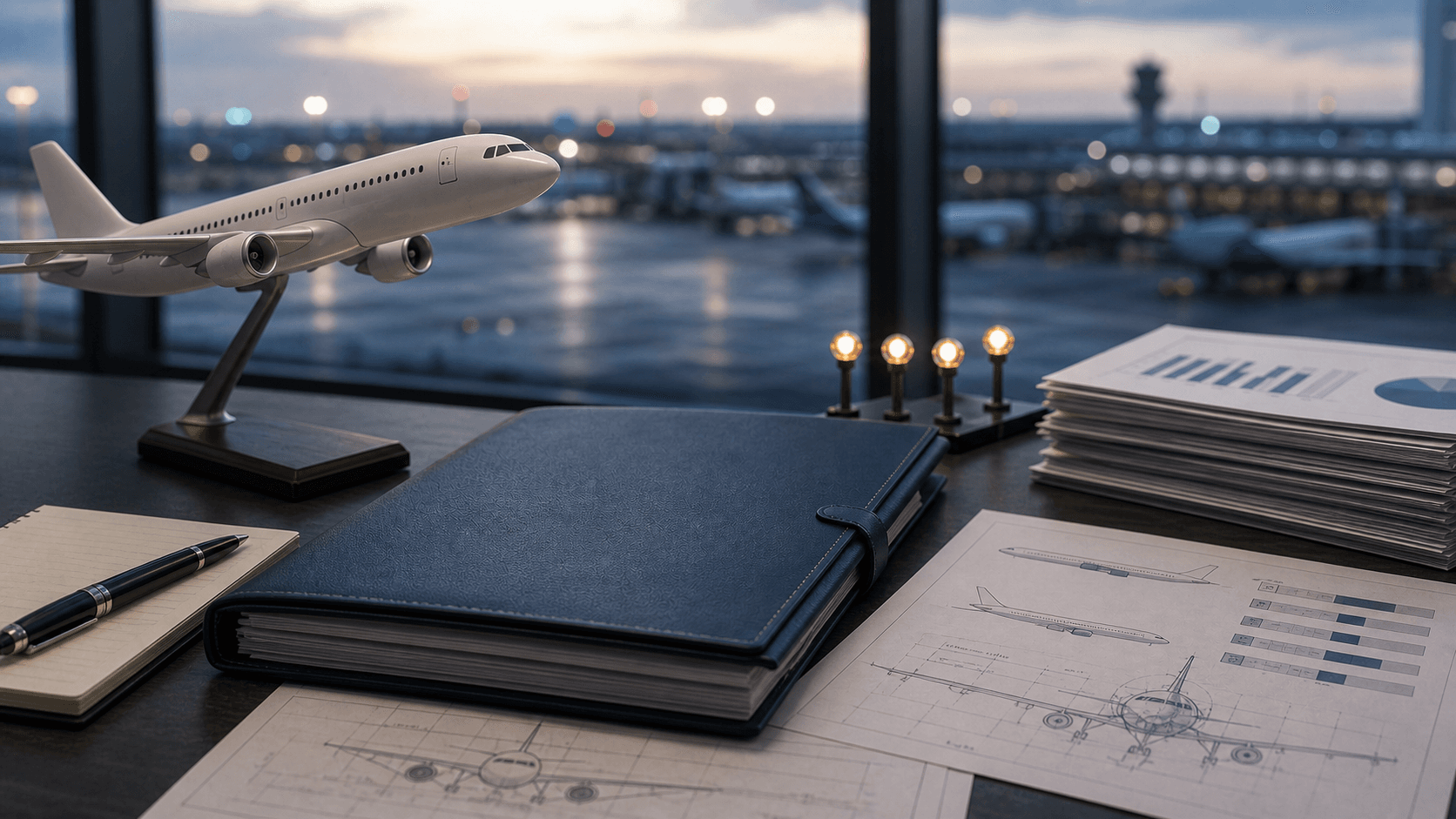 Generic aviation finance desk for airline stakes, aircraft orders, fleet planning and travel-sector transactions